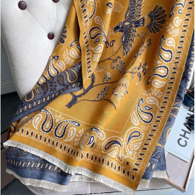 Premium Double-Sided Jacquard Houndstooth Scarf Wrap Women Winter Fall Warm Cotton Blend Shawl 185x70cm