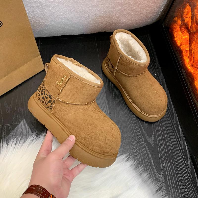 

Fleece high-top snow boots for women s 2025 winter new platform casual Korean version warm student cotton shoes versatile fashion 35