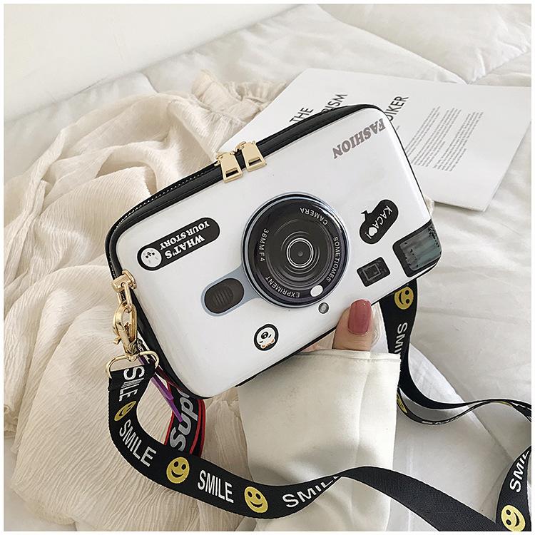 

Camera bag women s 2025 new box bag Korean cute girl funny shoulder oblique span bag белый