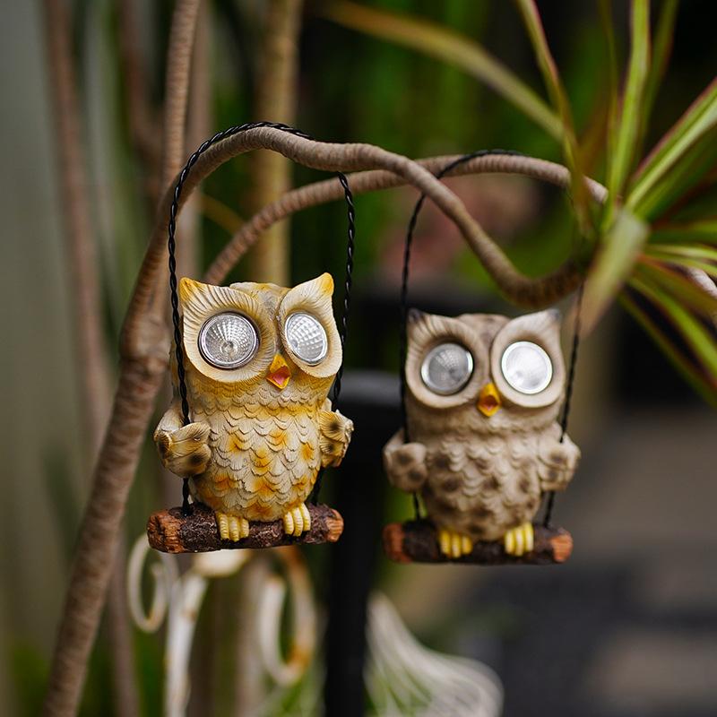 Creative Swing Owl Pendant Community Outdoor Waterproof Tree Hanging Garden Courtyard Decoration Resin Crafts