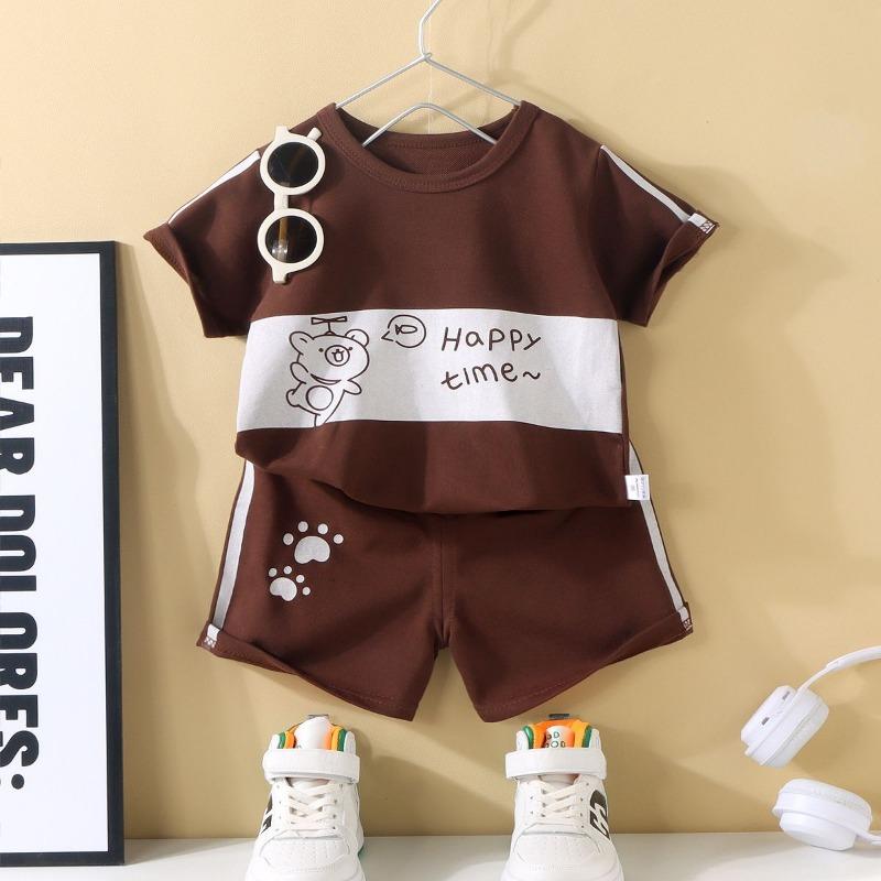 Conjunto de camiseta y pantalones cortos para niños, cómodo, hipoalergénico y transpirable, adecuado para deportes y uso diario