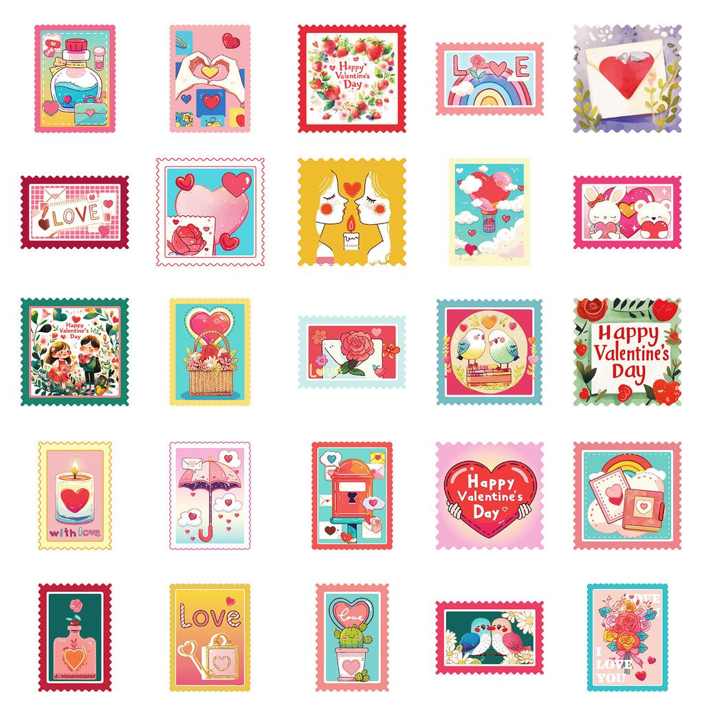 Premium 50 Pp Material Waterproof Stamp Decoration Stickers Retro Handbook Material DIY Suitcase Notebook