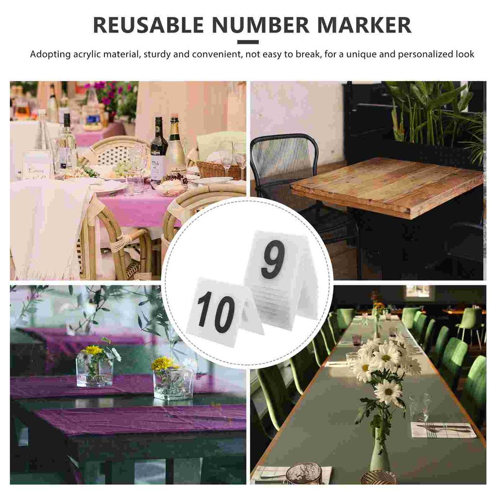 10 Stück V-förmige Acryl-Tischkennzeichen Restaurant-Platzkarten Beweismittelmarkierungen Szenen-Zubehör Wiederverwendbare Spiel-Zubehörteile