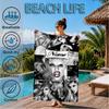 Custom Name Beach Towel Bold Fashion Lady-Gaga Microfiber Beach Towel, Lightweight for Summer Travel, Swimming Pool Fan Birthday Gift