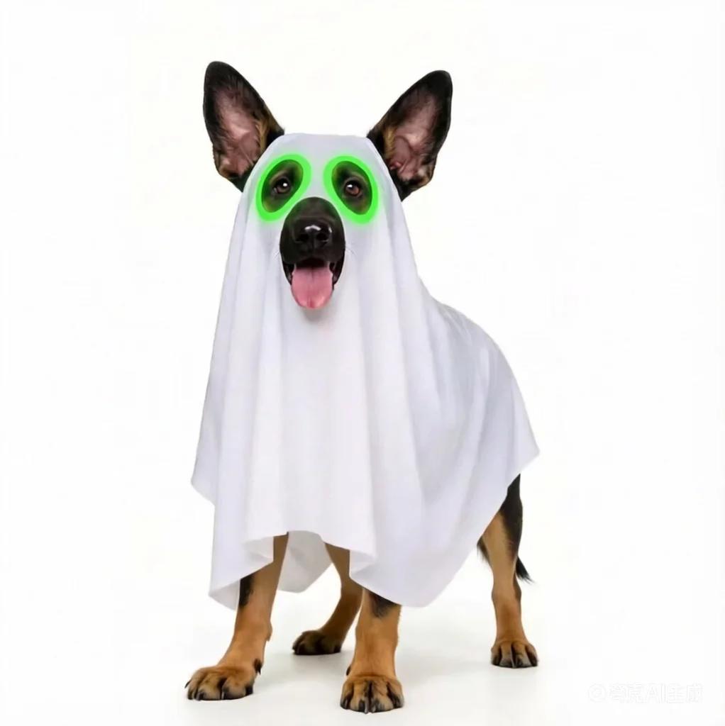 Halloween Dog Ghost Costume Pet Cosplay Cloak with Witch Hat Candy Pot Funny Puppy Outfit for Halloween Party Photo Prop Large