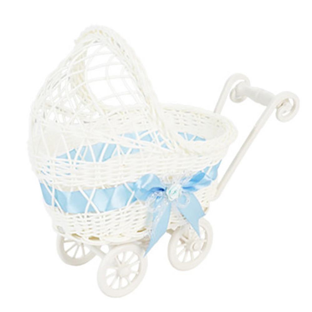 

Multicolor Trolley Cart Storage Basket Plastic Oval Shape Organization Basket Photo Props Weave Pattern Desktop Ornament синий