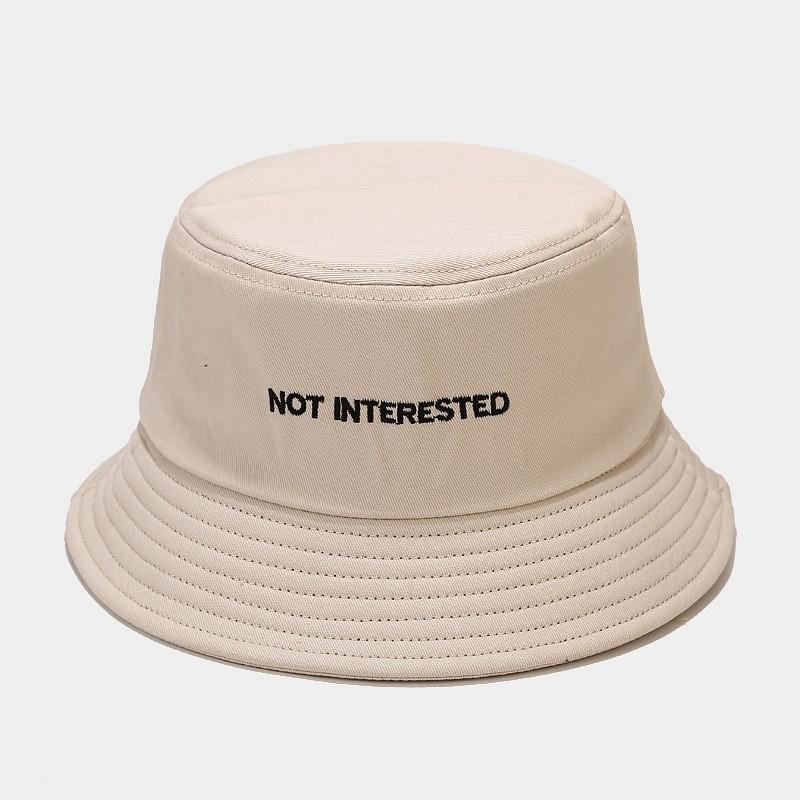 

Fisherman Hat Men Women Summer Sun Protection Wide Brim With Embroidered Letters For Outdoor Activities Beige