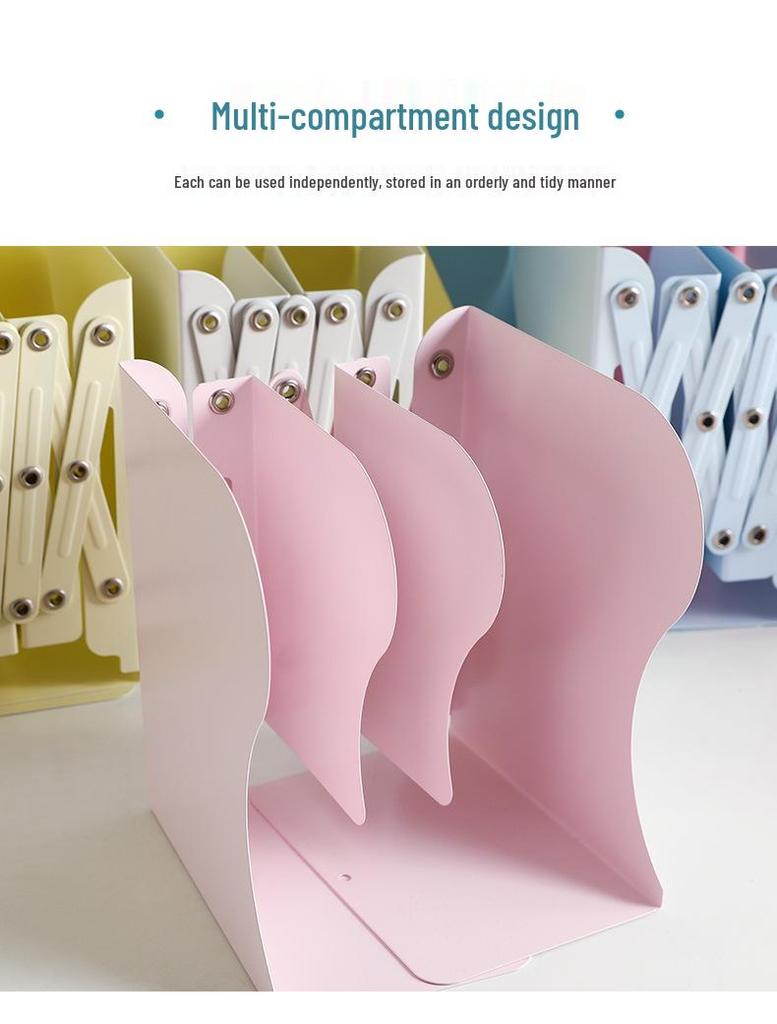Kaba Bear Retractable Book Stand - Simple Iron Desktop Bookshelf with Macaron Colors