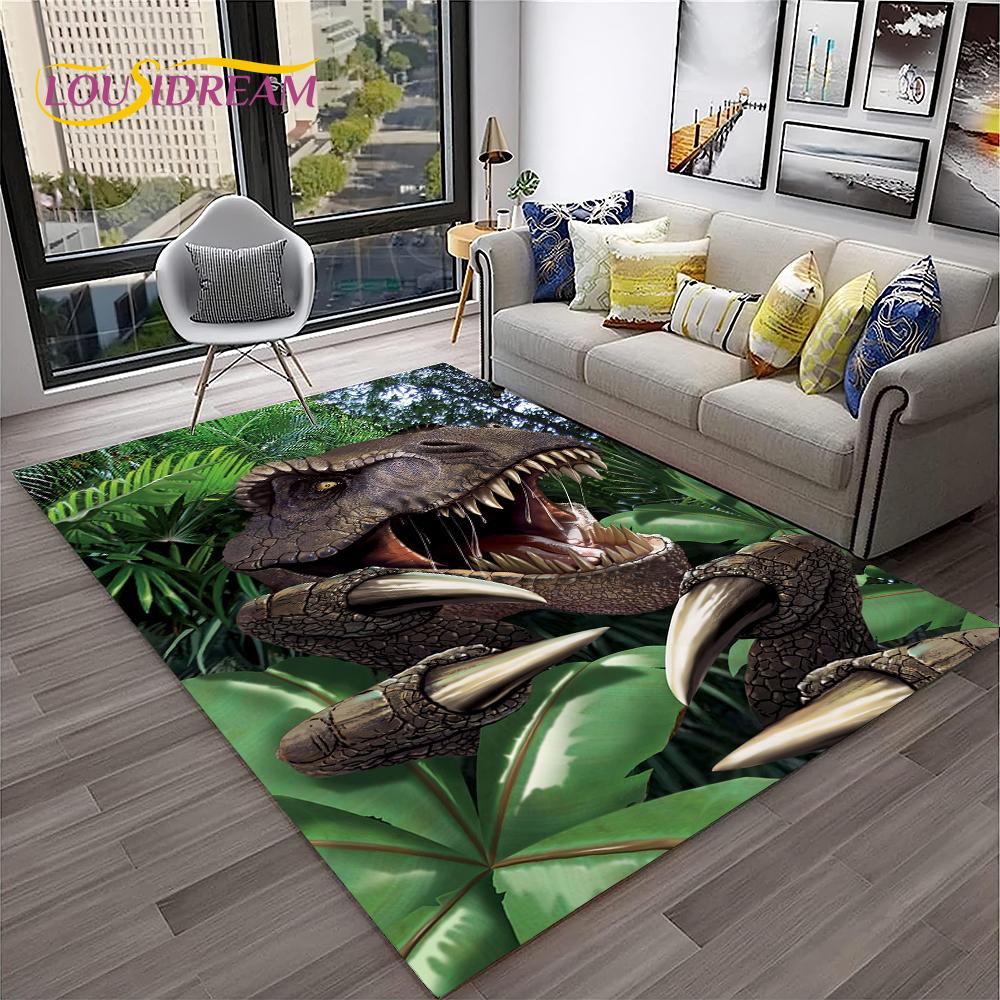 Dinosaur Cartoon Jurassic Park Child Carpet Rug for Home Living Room Bedroom Sofa Doormat Decor,Play Area Rug Non-slip Floor Mat