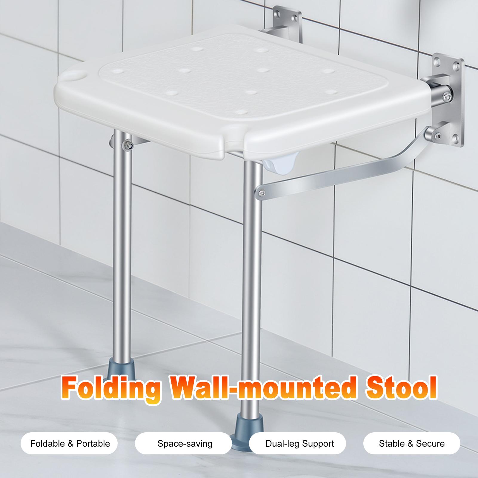 

Folding Shower Seat Adjustable Height Non Slip Wall Mounted Chair for Elderly Pregnant Injured