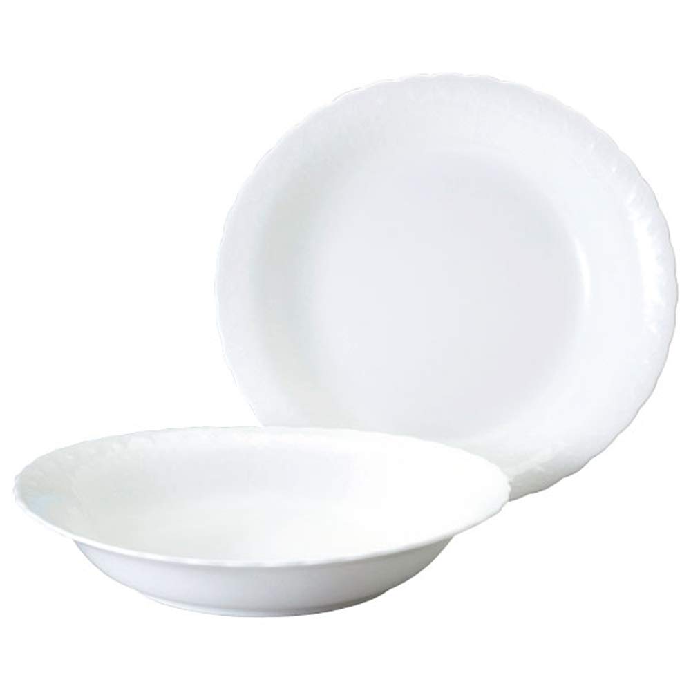 NARUMI Curry and Pasta Plate Silky 23cm Cute Relief Wedding Set of 2 Oval Microwave and Dishwasher Gift Set, White, Diameter, White, Design, Gift,