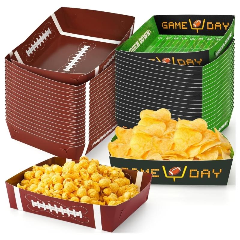 Packung mit 36 Papier-Schalen im Fußball-Stil mit Spielfeld-Design, ideal für Fußball-Partys und zum Servieren von Speisen