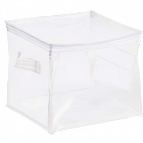Basic Storage Box with Zipper, Clear, Set of 3