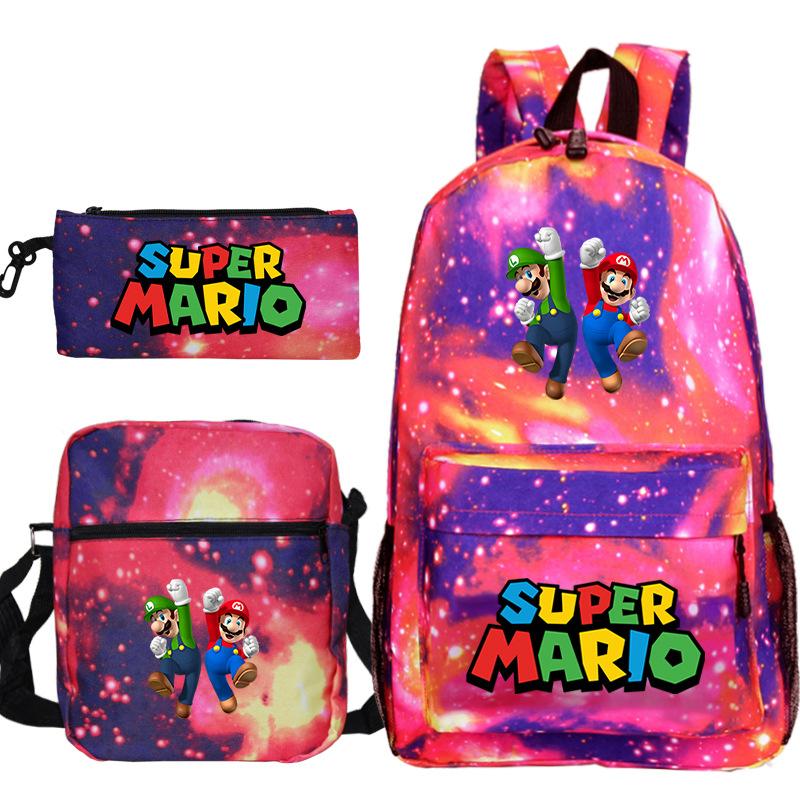 Super Mary Three-Piece Schoolbag, Male And Female Students, Large-Capacity Schoolbag, Shoulder Bag, Pencil Case.