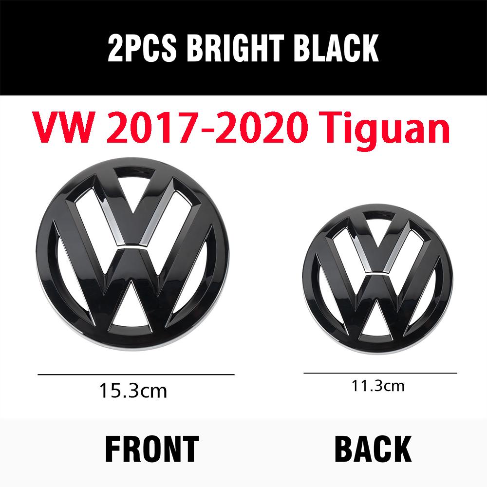 For Volkswagen 2PCS bright black For Volkswagen VW Tiguan 2017-2020 Car Front Grill/Rear label logo Trunk Emblem Lid Covers Sticker Accessories EN1