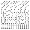 8/14/16/60Pcs Unisex Stainless Steel Lip Nail Eyebrow Stud Nose Ring Piercing Mixed Set