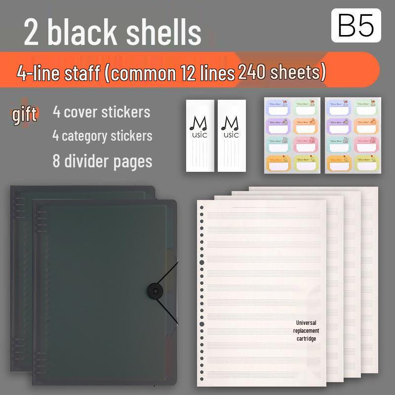 Professional Loose-leaf Music Staff Paper Book: Wide Spacing for Beginners and Students (Large Grid)