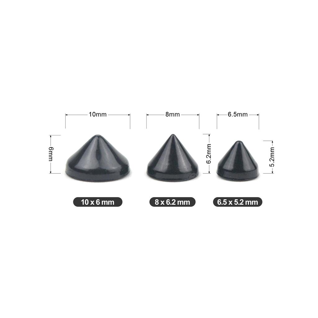 ABS Conical Studs Punk Rivets for Shoes Garment Decoration 6.5x5.2mm, 8x6.2mm 10x6mm