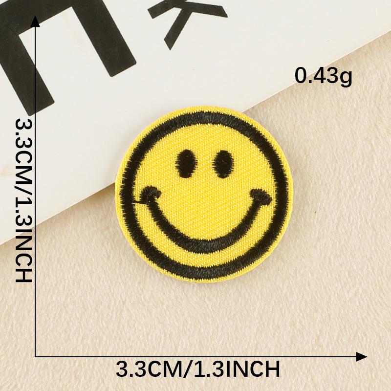 Patch Bordado de Rosto Sorridente de Desenho Animado para Chapéus, Bolsas e Roupas