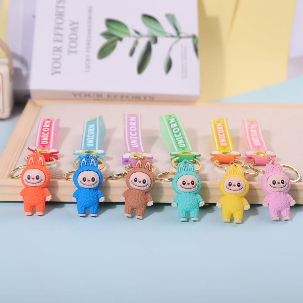 Colorful Cartoon Pvc Sheep Keychain Adorable Soft Keyring For Bags And Cars