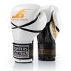 FIGHTERS SPIRITS Boxing Athlete Genuine Easy To White X Gold X Black Gloves, Model, Leather, Hit, 16oz,