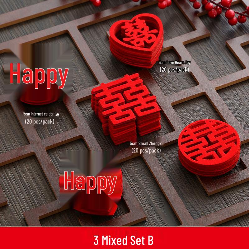 Small Double Happiness Hand-Tossed Fruit Plate for Wedding Decoration - Mini Chinese Style Round Bedding Arrangement