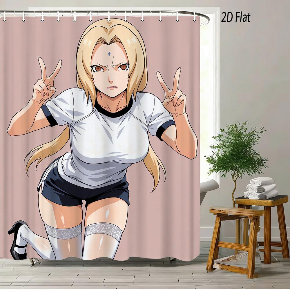 2D Flat Naruto Anime Kakashi Hatake Winter Tree Crow Print Waterproof Shower Curtain for Bathroom Decor