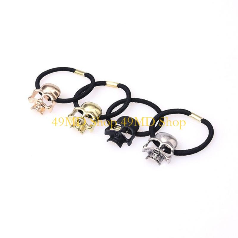 49MD Skull Hair Tie Skull Scrunchies Halloween Ponytail Holder Skull Elastic Bands Goth Hair Tie Punk Hair Scrunchies