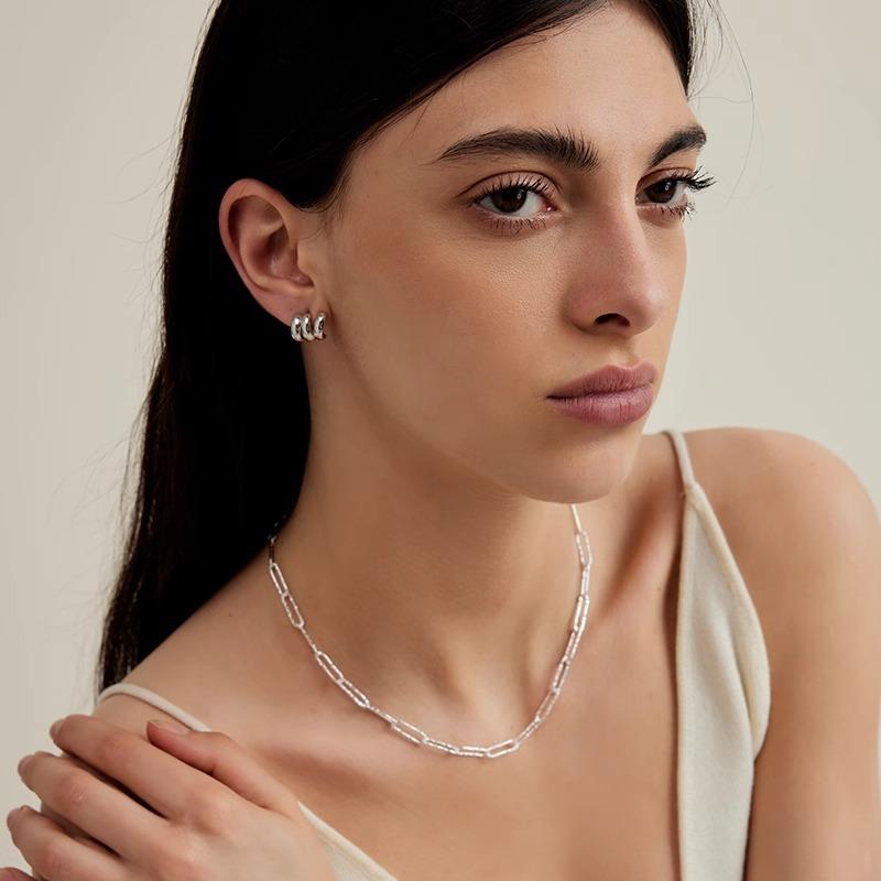 1pair C- type Simple Light Luxury Earrings for Women Couples  Classic Prevent Allergy Design Jewelry Gift Party Accessories