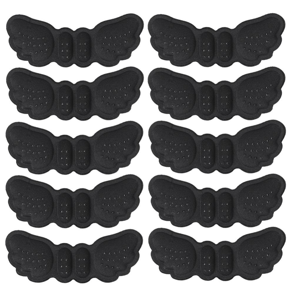 5 Pairs Self-adhesive 4D Sponge Heel Pads Butterfly Wing Black Heel Stickers Invisible Thickened Foot Pads Anti-drop Fix