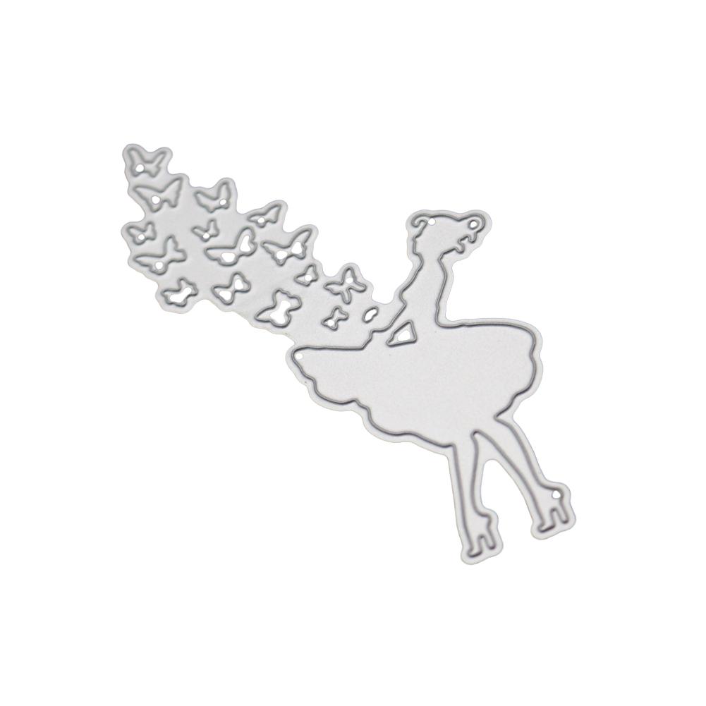 Ladies Release Butterflies Frame Metal Silvery Stencil Embossing Cutting Dies For Diy Scrapbooking Paper Album Cards Making