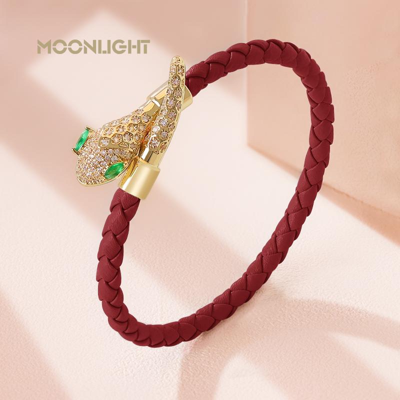 High Quality Snake Head Open Bracelets for Women New Trendy Genuine Braided Leather Bracelet Jewelry Gift Fashion Accessories