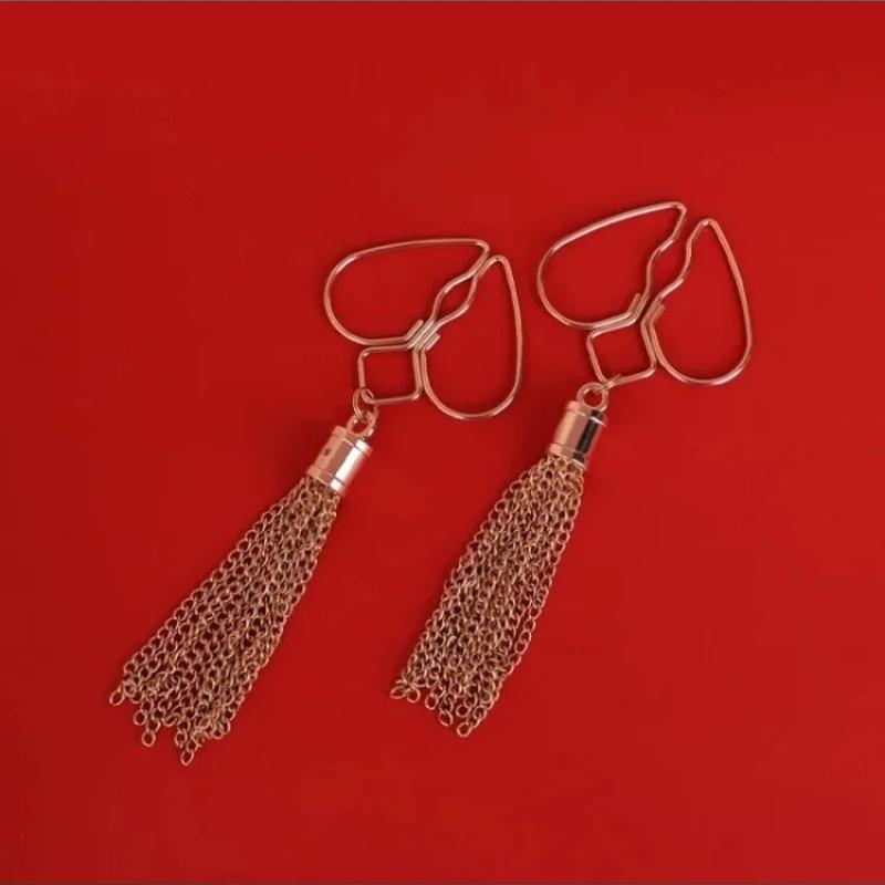 New 1 Pair Heart Nipple Clamps With Tassel Sex Adjustable Body Clips Non-piercing Jewelry For Women And Couples
