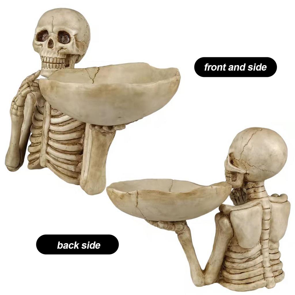 Halloween Candy Dish Skull Bowl Candy Box Resin Skeleton Candy Dishes Snack Tray Innovative Tabletop Storage Box for Decoration