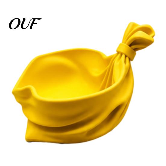 Stable Base Storage Holder 3D Printed Gift Bag Shaped Tray, Pleated Catchall Bowl for Candy, Festival Desktop Ornament Festive Table Centerpiece