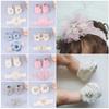 Baumwolle+Spitze Neugeborenen Haarband Perlen Schleifen Mädchen Haar Accessoires Kawaii Baby Stirnband Socken Set