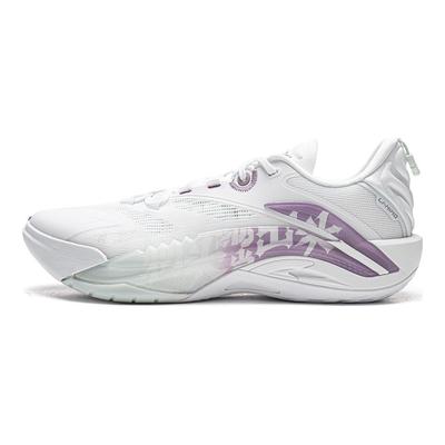 Li Ning Fan Wu You Ji 1 Super Flexible Outdoor Performance Wear Resistant Rebound Grip Low Top Basketball Shoes Men Sneaker White Purple ABFV005-12