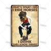 Artisian Ride Horse Metal Poster Cowgirl Cowboy Tin Plate Horse Racing Decorative Sign Wall Decor Garage Bar Pub Club Hotel Cafe