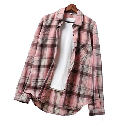 Spring News Women Long Sleeve Plaid Shirts Casual Loose Cardigan Lapel Turn Down Collar Blouses Tops Outwear