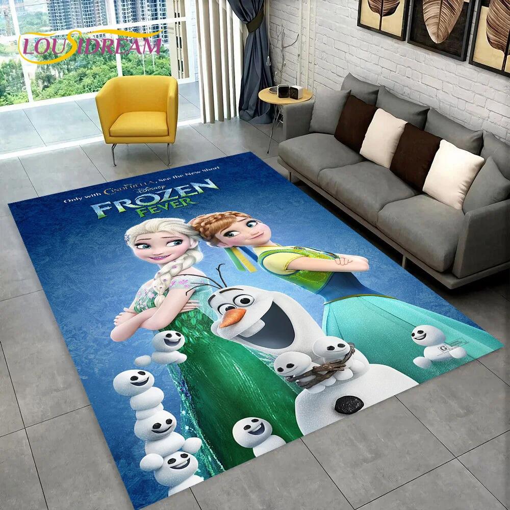 Frozen Elsa Princess Snow Queen Cartoon Carpet Rug for Home Living Room Bedroom Sofa Doormat Decor,Kid Non-slip Floor Mat