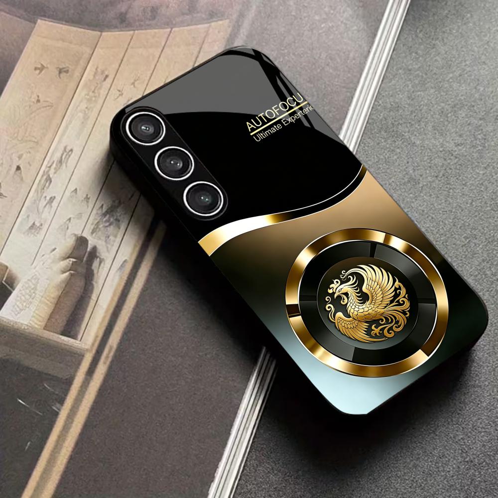 New Black Gold Phoenix Logo phone case glass s26 ultra case mobile phones for Samsung Galaxy S26 S25 S24 S23 S22 FE Ultra Plus