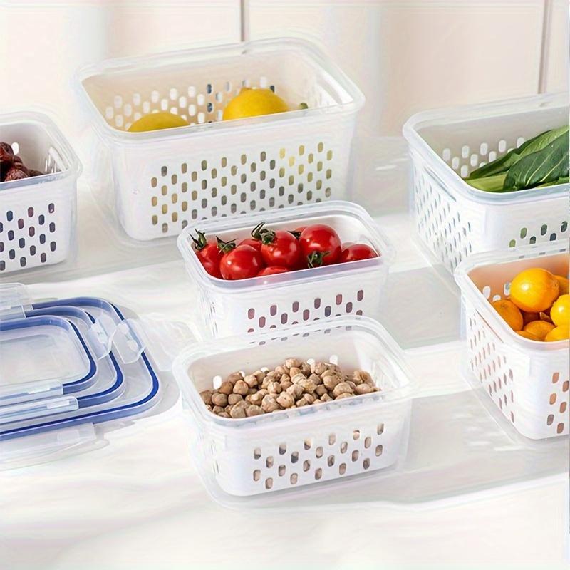 Lebensmittelaufbewahrungsbehälter 2-lagiges luftdichtes Design Wiederverwendbar & Stapelbar Küchenaufbewahrungsbox Perfekt zur Aufbewahrung von Obst, Gemüse, Fleisch & Getreide