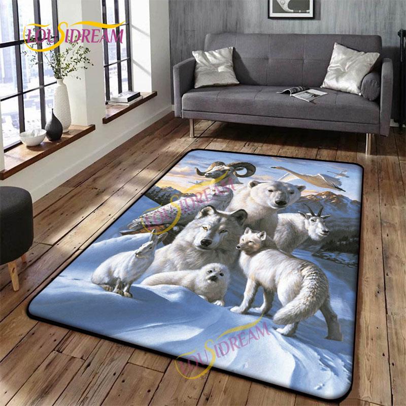 Animal Art Tiger Washable Square Soft Wolves Rug Living Room Bedroom Decorative Floor Mat Kitchen Bathroom Door Mat carpet.