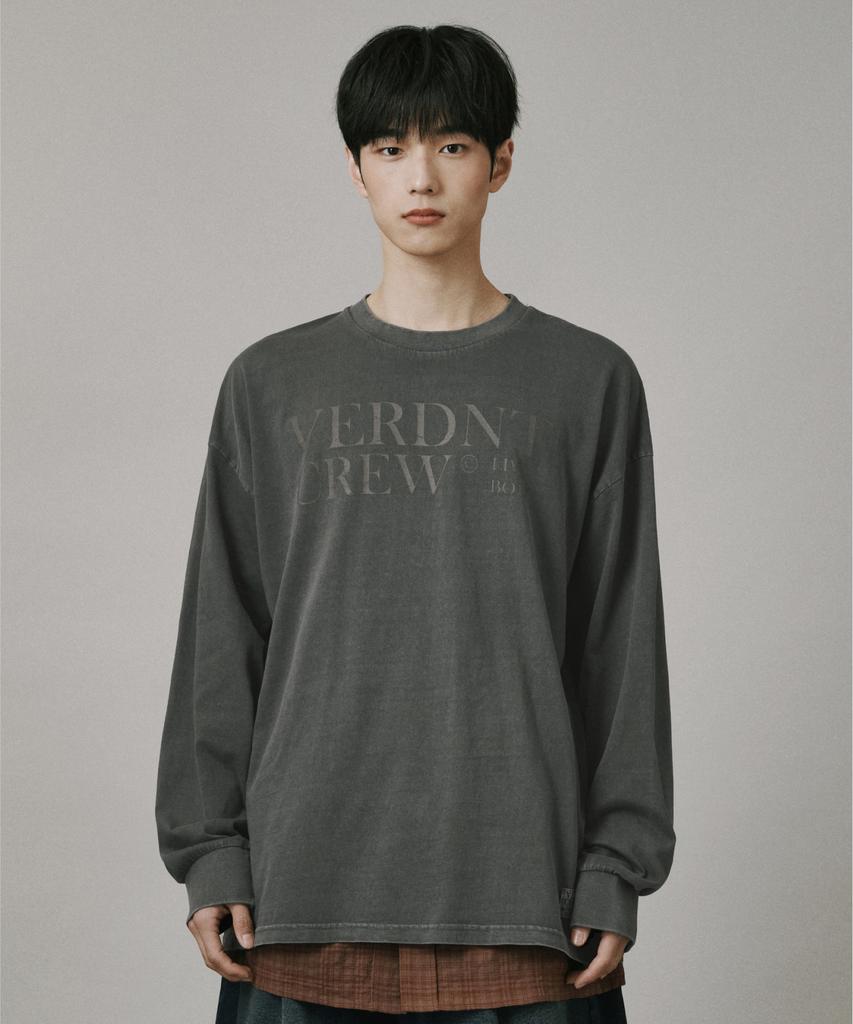Beodeonteu Campus Pigment Blockcore Long Sleeve T-Shirt [Charcoal]