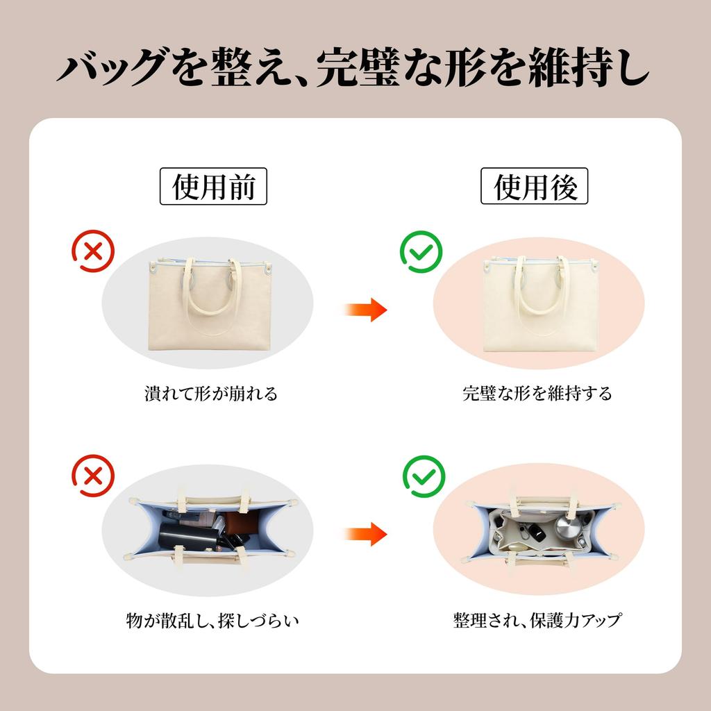 ArcDiary with Bottom Zipper Waterproof Easy to Universal Suitable for Storage Satin Inner Bag Organizer Bag-in-Bag Organizer, Lightweight, Plate,