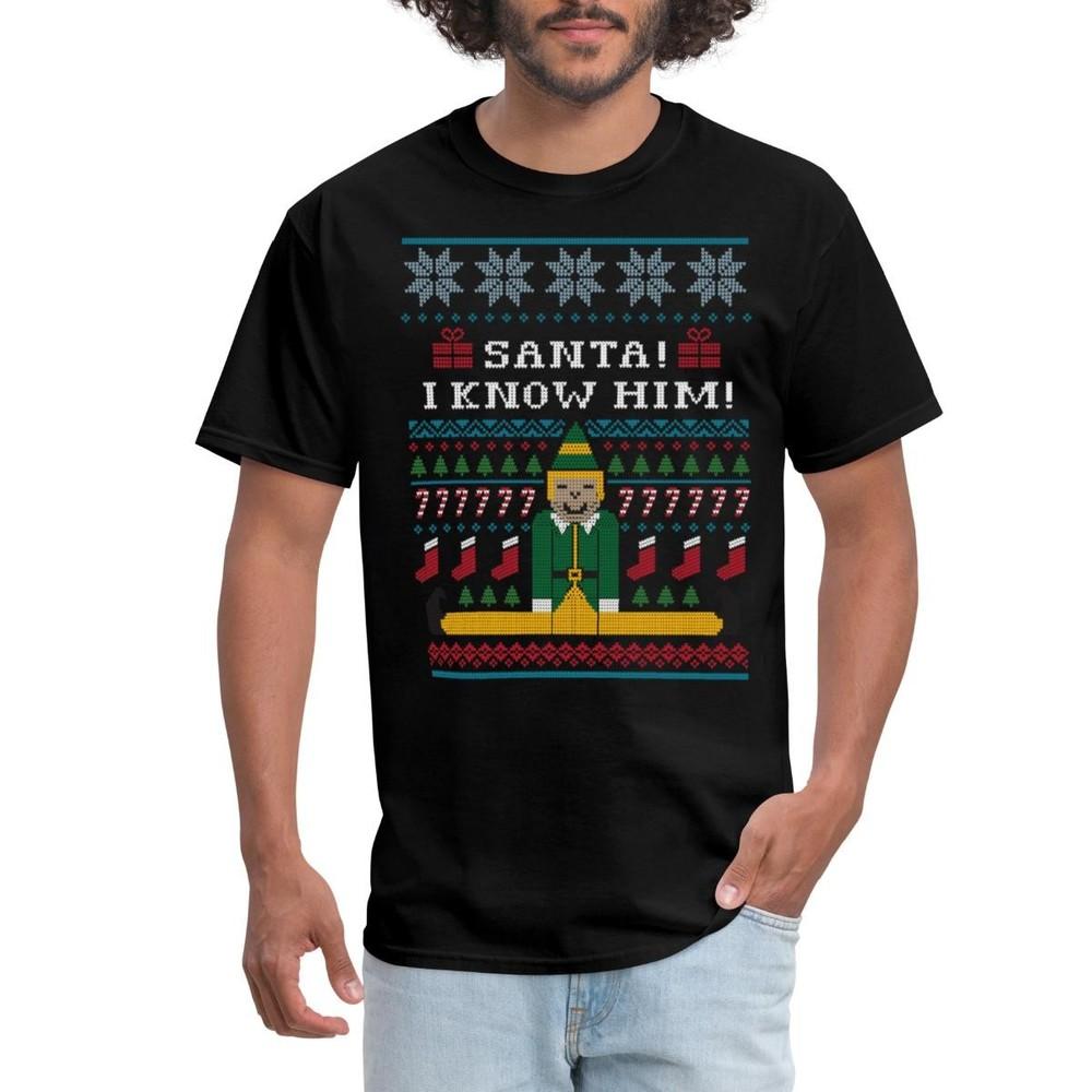 Elf Santa I Know Him Ugly Christmas Men s T-Shirt Unisex T-Shirt S
