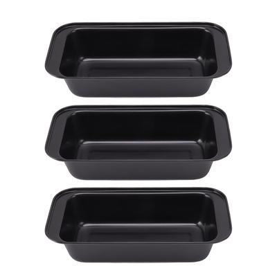 Lot de 3 moules à pain antiadhésifs en acier au carbone avec revêtement, rectangulaires, noirs
