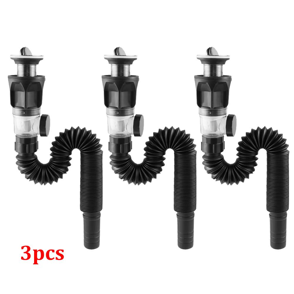 Stainless Steel Universal Drain Pipe Wash Basin Drain Pipe Kitchen Toilet Deodorant and Leak-proof Accessories Complete Set