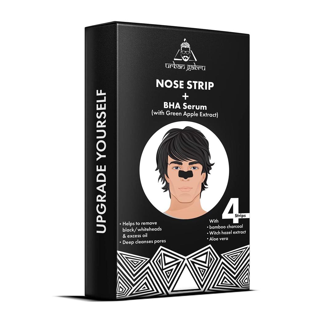 UrbanGabru Nose Strip with BHA Serum | Nose Strips for Blackhead, Whitehead Remover (4 Strips) | Pore Cleanser
