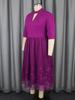 Elegant Women Plus Size Half High Neck 3/4 Sleeves A Line Midi Dresses with Floral Lace Hem for Church Events and Elegant Gatherings